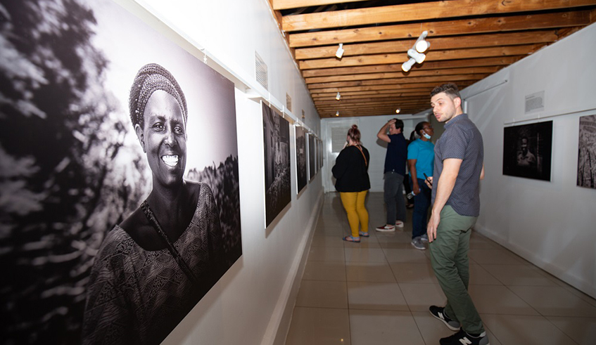 Visitors at the exhibition in Kacyiru at Kigali Public Public Library . /  Courtesy photo.