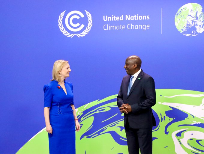 Prime Minister Edouard Ngirente and the British Foreign Secretary Liz Truss at the ongoing COP26 in Glasgow.