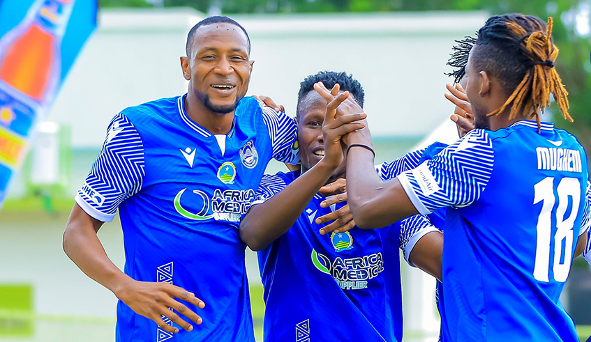 AS Kigali players celebrate  after their stunning 4-0 victory over SC Kiyovu. AS Kigali captain Pierrot Kwizera says the club are title contenders this year. / Photo: Courtesy.