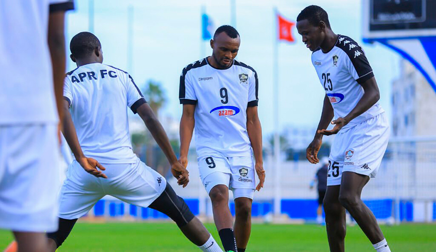 APR FC players during a past training session at Amahoro national stadium last week. / Photo: Courtesy.