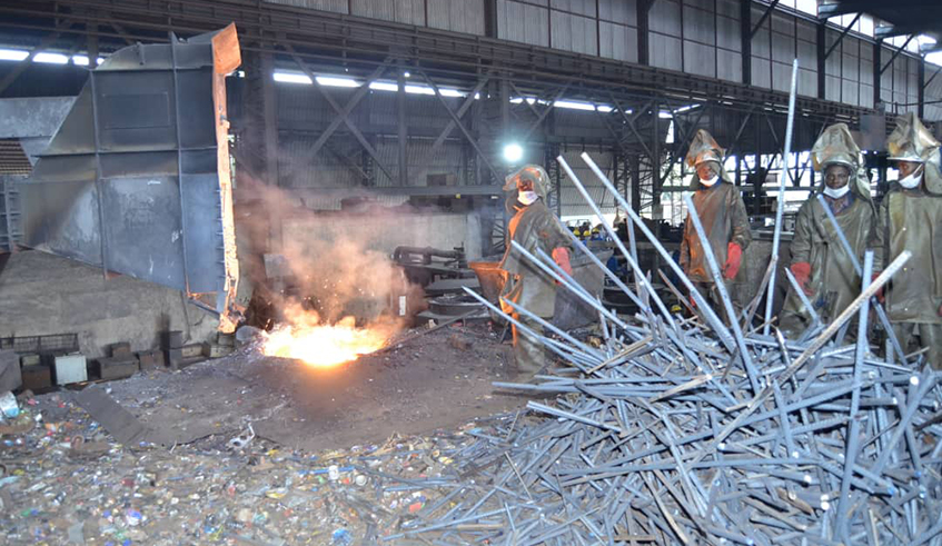 Workers at SteelRwa, a steel manufacturing factory based in Rwamagana District. / Photo: File.