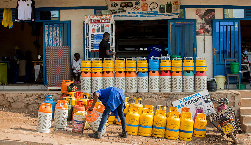 Liquefied petroleum gaz (LPG) bottles at a shop in Remera, Gasabo District on June 13, 2020. / Photo: File.