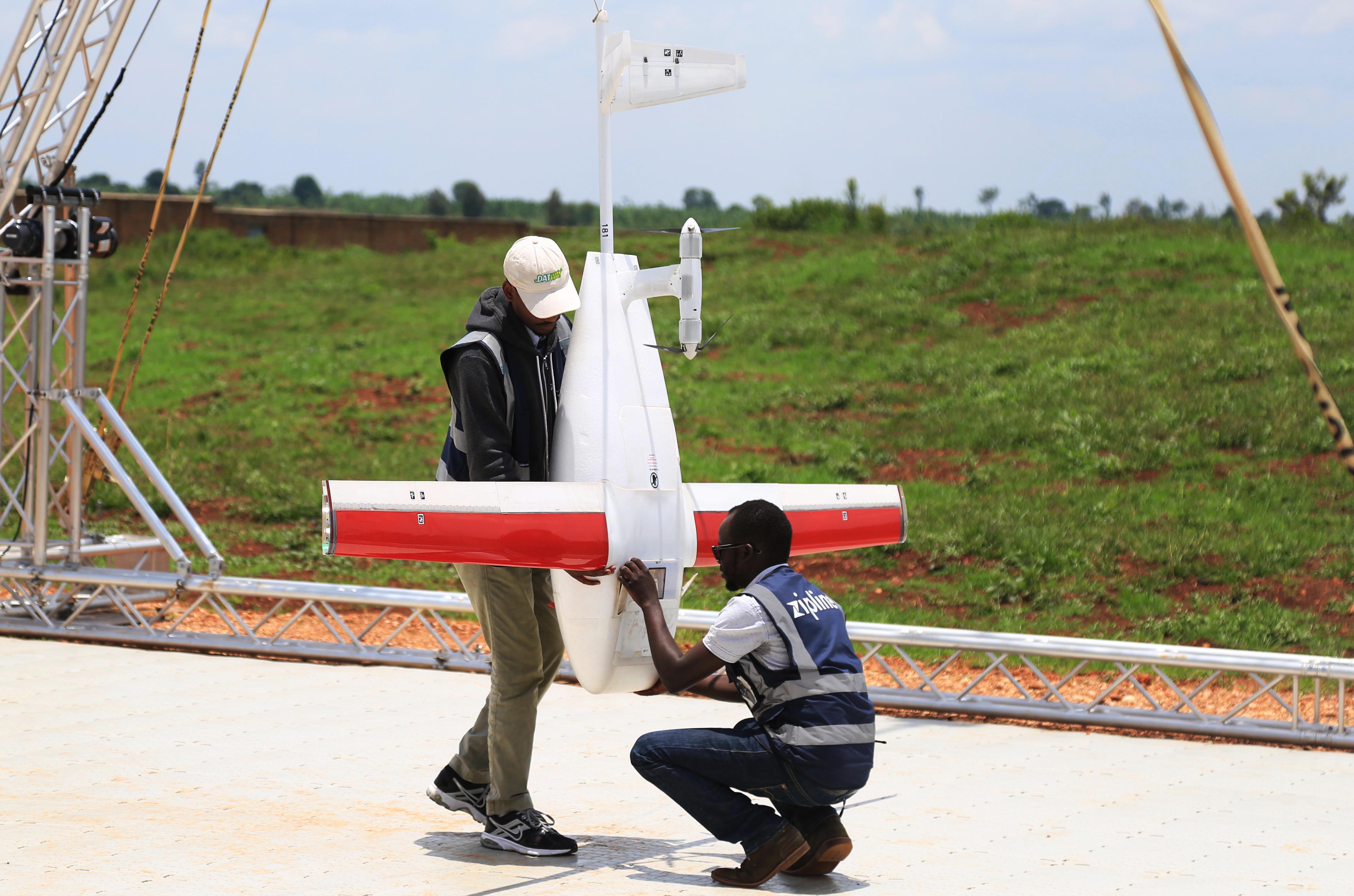 Rwanda drone engineers remove parts of a drone at Ziplineu2019s Kayonza distribution centre. These engineers help Zipline find foothold in US. 