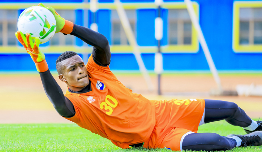 Amavubi goalkeeper Fiacre Ntwali during a past training session at Amahoro national stadium. The 22-year-old made his debut against Kenya in a world cup qualifier on Monday. / Courtesy.