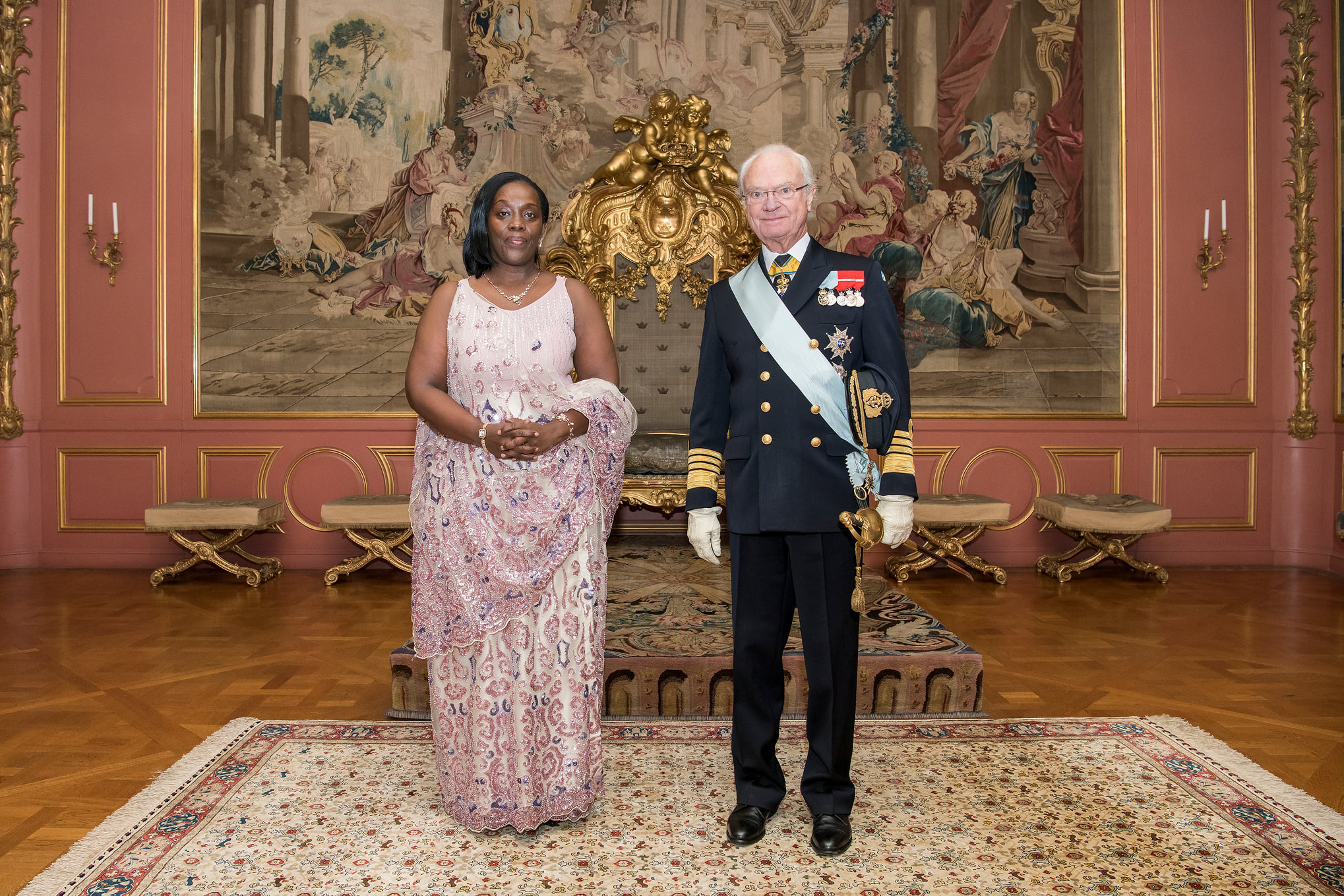 Ambassador Diane Gashumba and King Carl Gustaf.