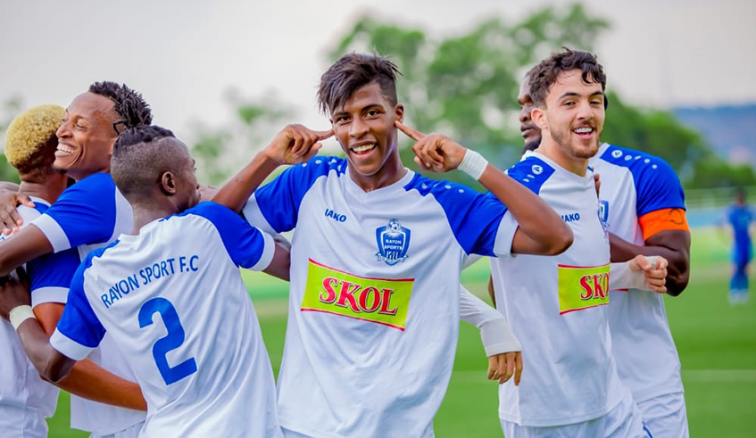 Rayon Sports players celebrate after beating AS Kigali in a friendly match at Kigali Stadium last month. / Photo: Courtesy.