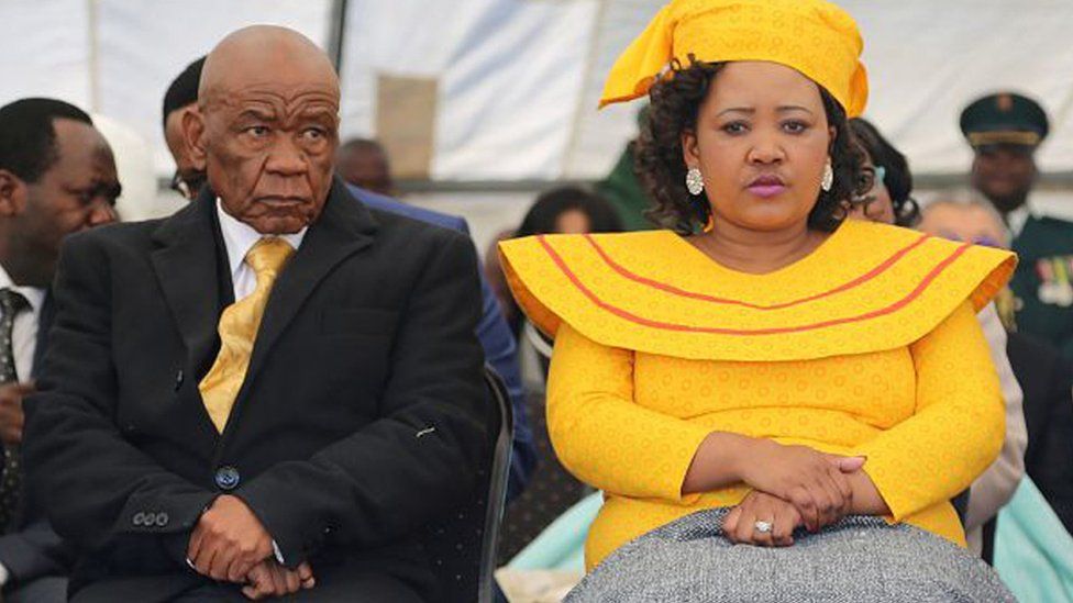 Mr Thabane appeared at his 2017 inauguration with his current wife Maesaiah, two days after the killing of his estranged wife. 
