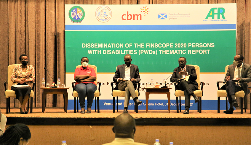 Panelists during a panel discussion on a FinScope report on people with disabilities that was published in Kigali on December 1, 2021. / Craish Bahizi