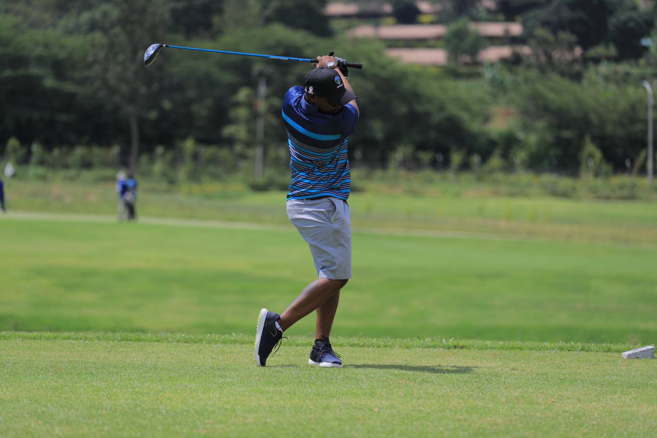 A golfer shots during the 2021 CIMEGOLF tournament at the Kigali golf course over the weekend. 