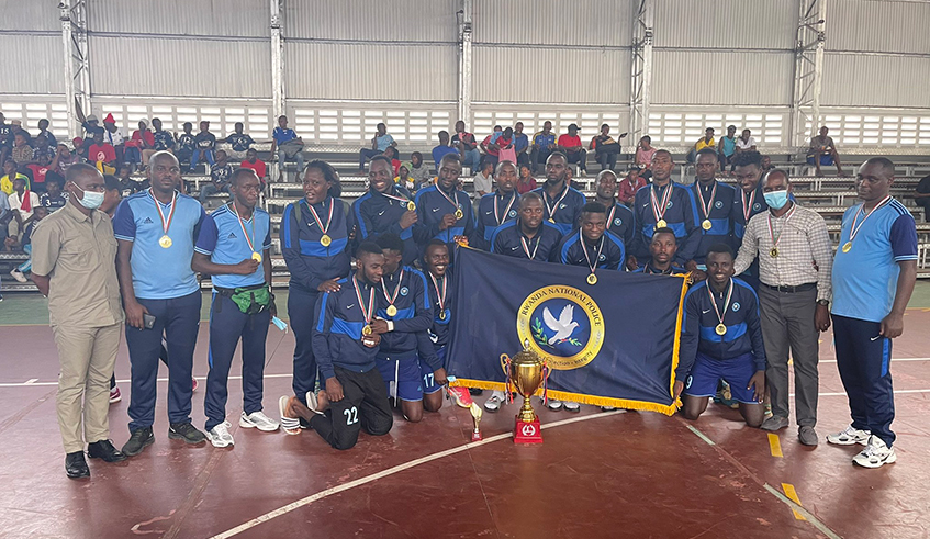 Police Handball Team pose for group photo in Tanzania. / Courtesy.
