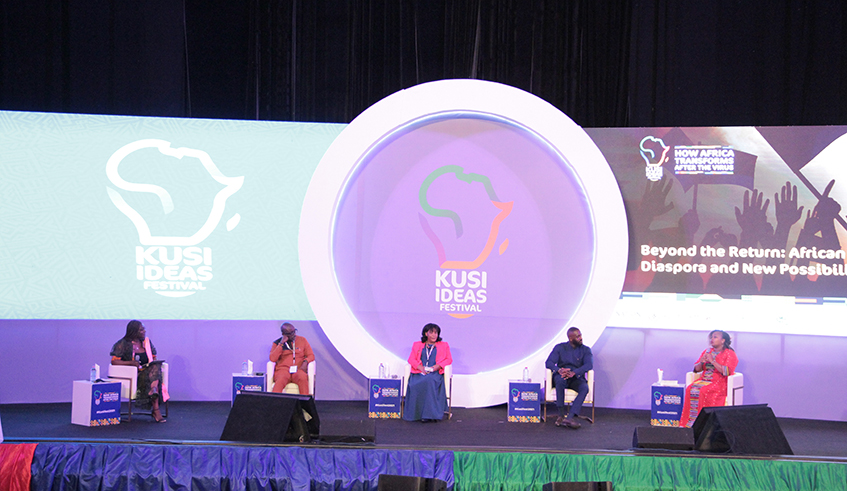 Dentaa Amaoteng, CEO, GUBA Enterprises (L) hosts a session on the role of the African diaspora in the integration of the continent at this year's Kusi Ideas Festival in Accra