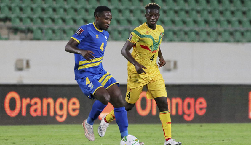 Amavubi midfielder Djihad Bizimana with the ball during a past match against Mali. Rwanda could play two friendly matches against Senegal and Guinea. / Photo: File.