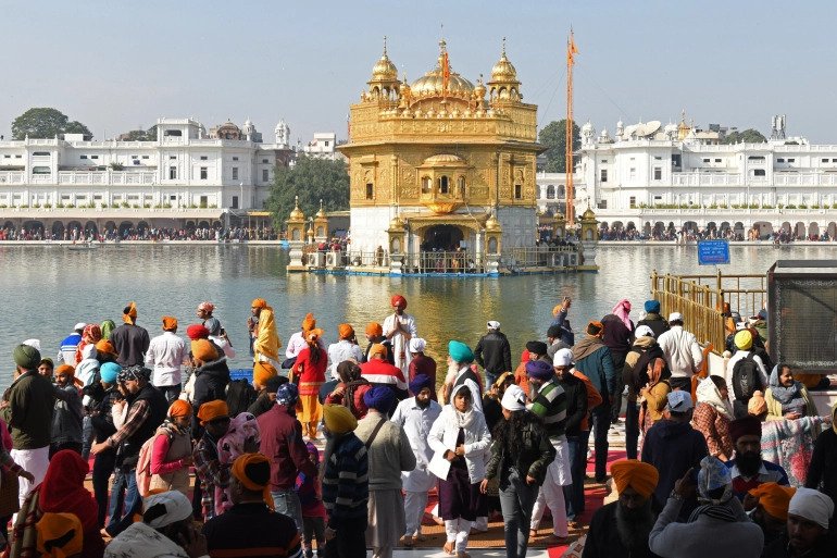 The Golden Temple in Amritsar is one of Sikhism's holiest shrines in India. 