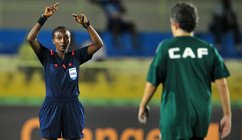 Salma Mukansanga, a top Rwandan female referee, is one of the match officials who will handle the 2021 AFCON finals in Cameroon next month. / Photo: File.
