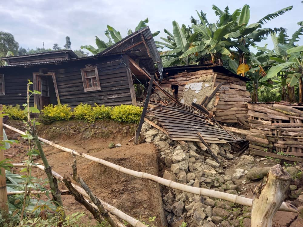 A view of one of 39 houses that were totally destroyed by disasters due to heavy rains  which cause strange landslides in Bushekeri Sector, Nyamasheke District on May 10.