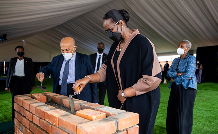 First Lady Jeannette Kagame laid the foundation stone for the MY Heart Centre in Masaka on Wednesday December 29. / Photo by Olivier Mugwiza