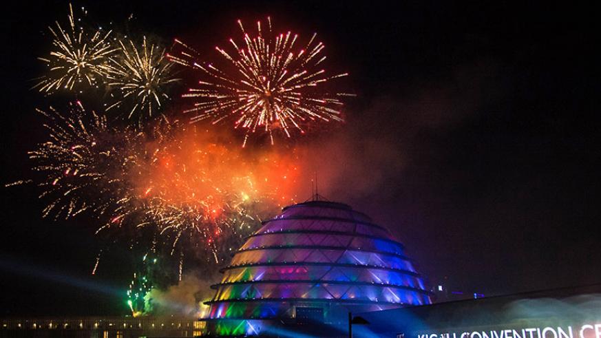 Fireworks at Kigali Convention Center.  Photo/net.