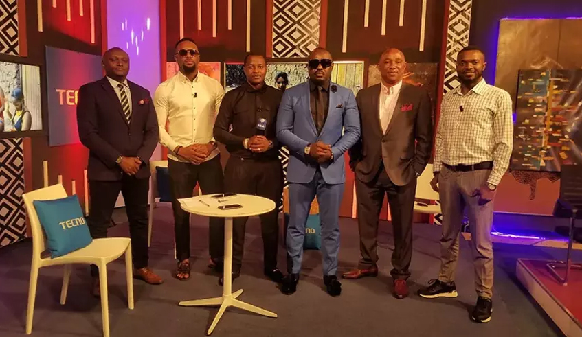 Willy Ndahiro (left) and a delegation of Nigerian investors appearing on an entertainment programme on Rwanda Television. The reality TV show will not be taking place in Kigali. / Courtesy photo.