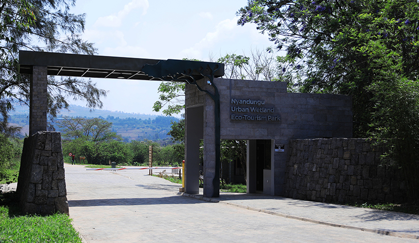 A view of the main gate of the  newly completed Nyandungu Urban Wetland Eco Tourism Park on December 18 ,2021 . / Sam Ngendahimana