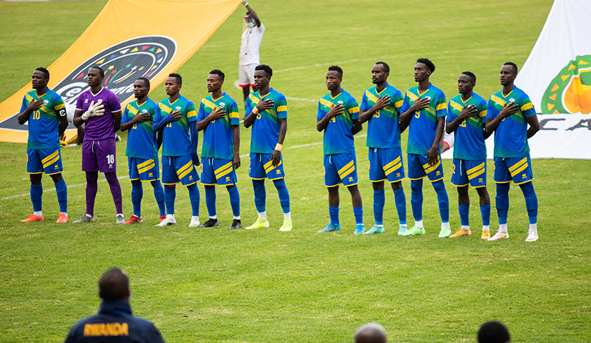 Amavubi line-up that started against Guinea during Rwandau2019s 3-0 win at Amahoro Stadium on Monday, January 3. / Photo: Olivier Mugwiza.