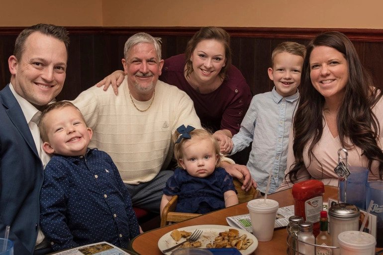 David Bennett (third left) poses for a picture with his family. Doctors transplanted a pig heart into Bennett in a last-ditch effort to save his life and said he was doing well three days after the surgery. 