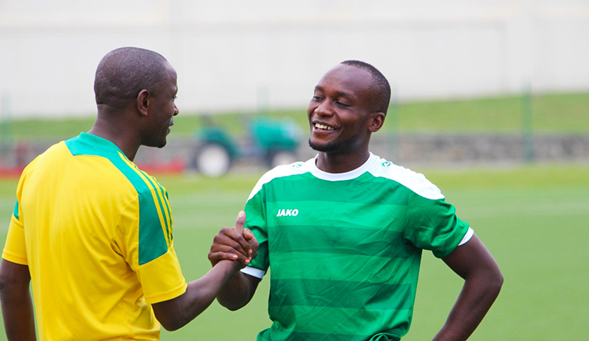 Former Rwanda international, Jimmy Mbaraga (L), is one of the four suspended players. / Net