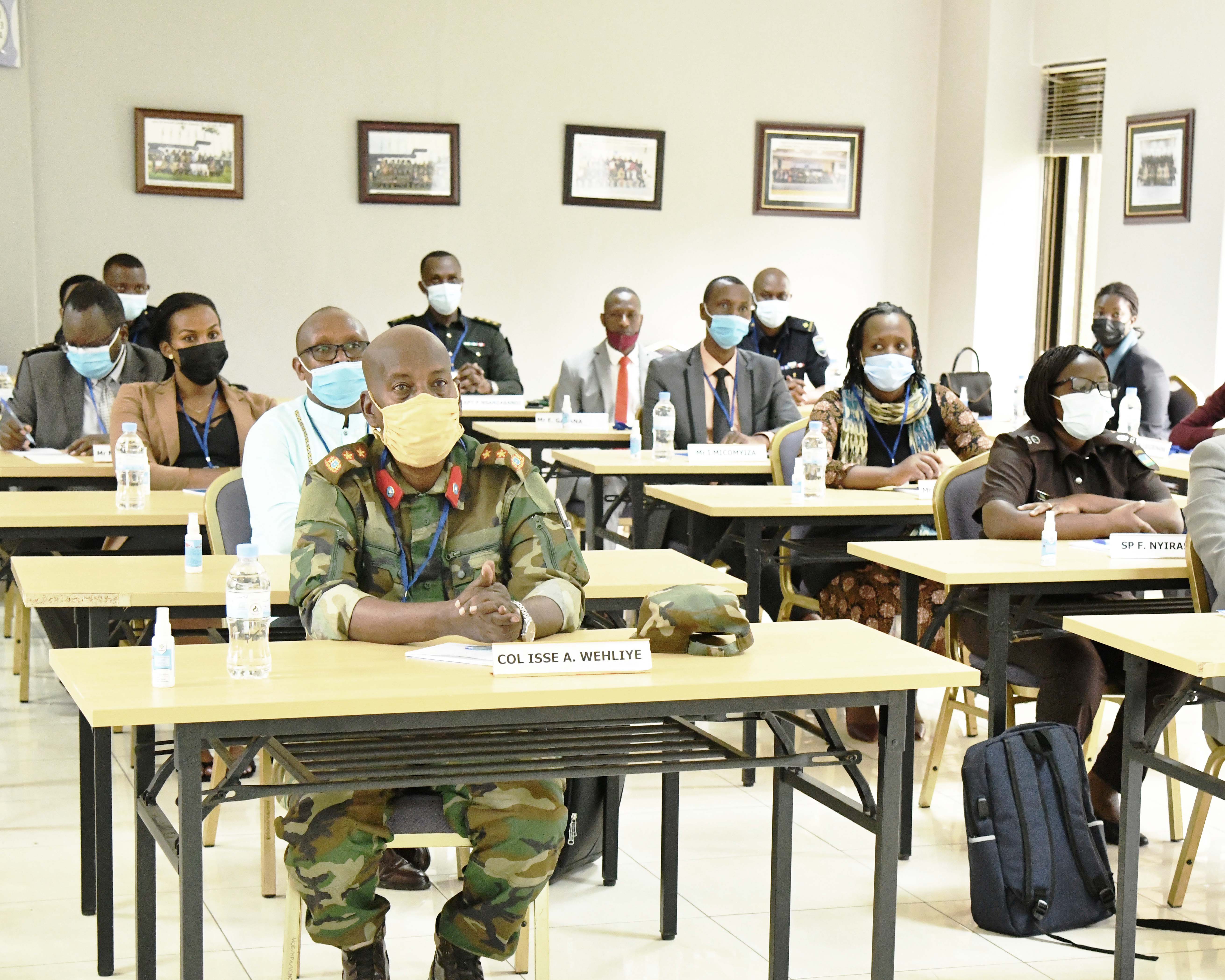 Delegates follow a presentation during Gender in Peace Support Operations  Course that started  at the Rwanda Peace Academy  in Musanze on January 17.The Course will run up to 21 January 2022