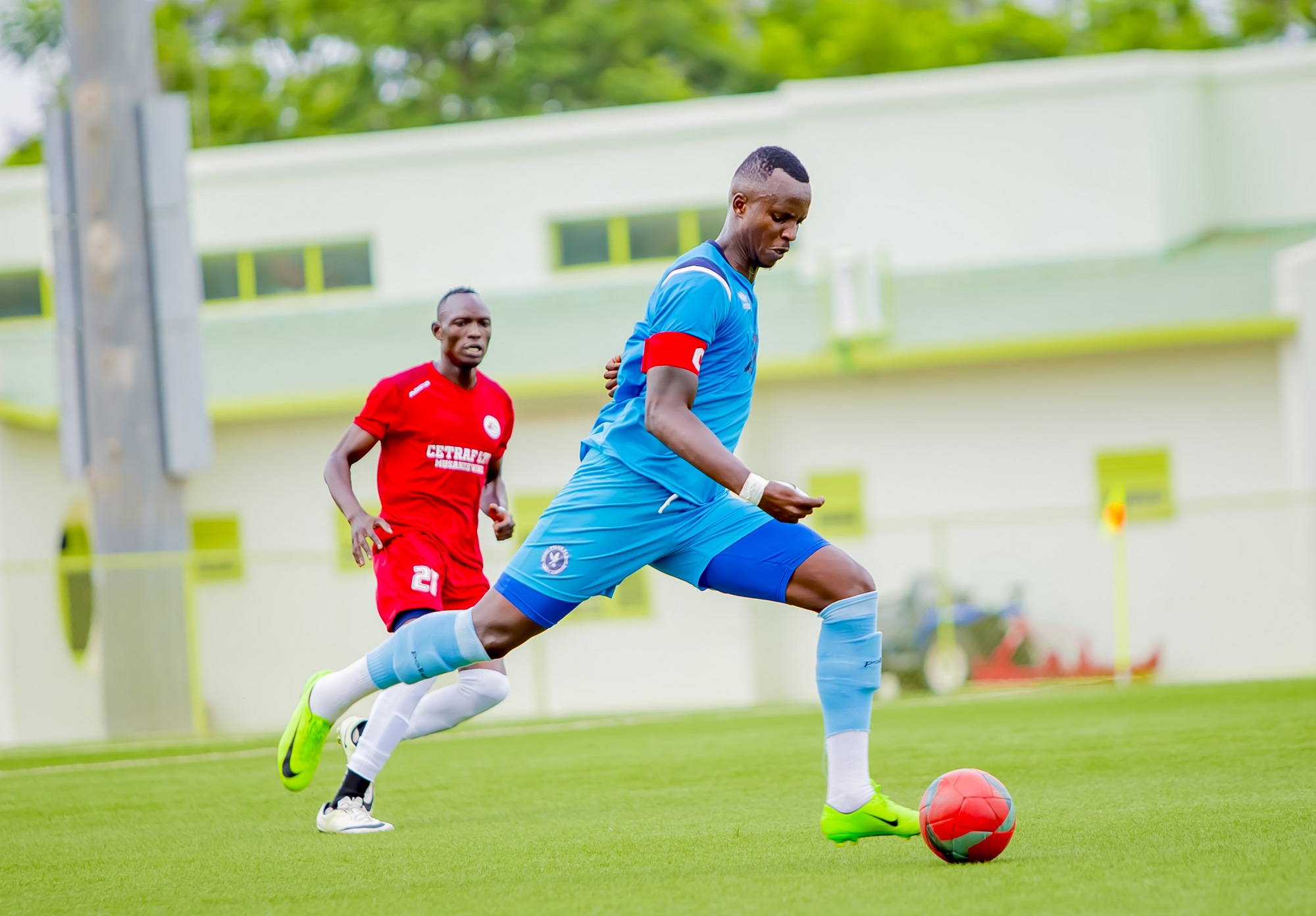 Police center-back Faustin Usengimana in action against Musanze during a past league match at Kigali Stadium. / Courtesy