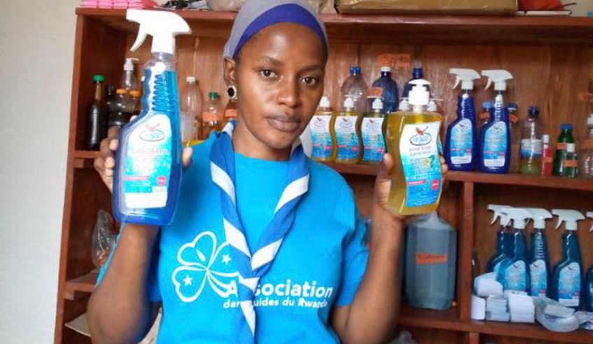 Thabita Niyoyabikoze holding some of her products: Photo/Courtesy