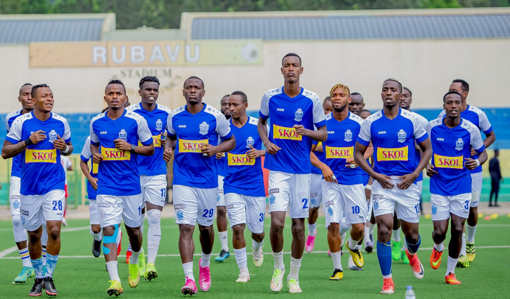 Rayon Sports players during the warm-up before the game. 