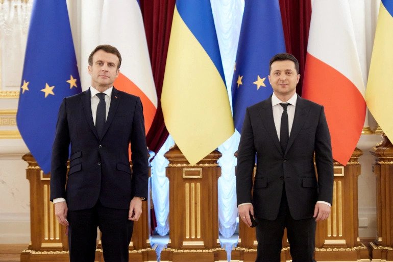 Tuesday's meeting in Kyiv between Zelenskyy and Macron came a day after the French leader held talks with Russian President Vladimir Putin in Moscow. 
