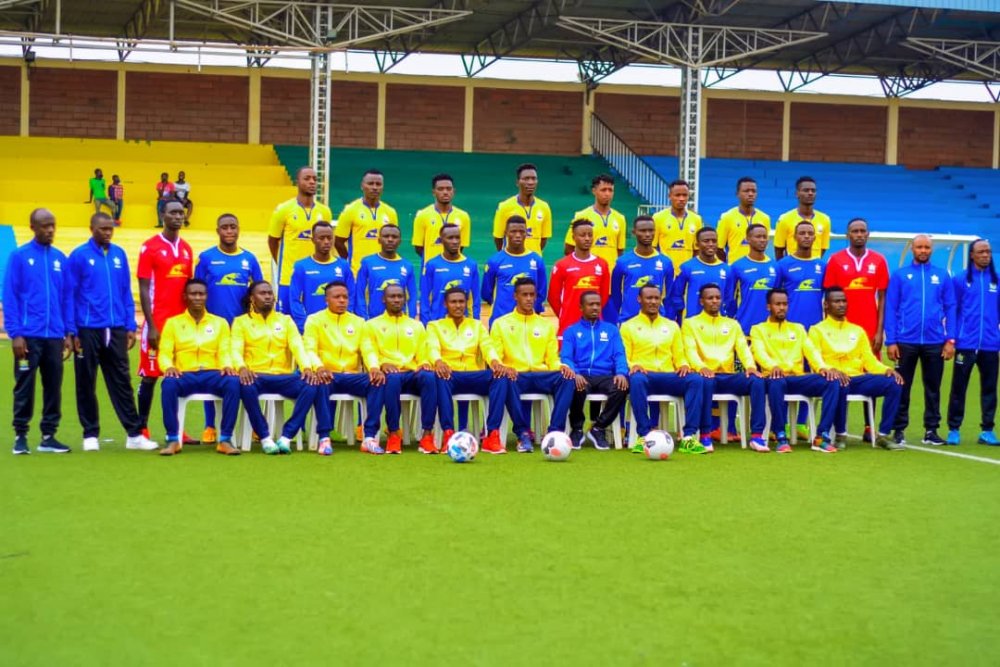 AS Muhanga players and staff in a group photo last week . / Courtesy