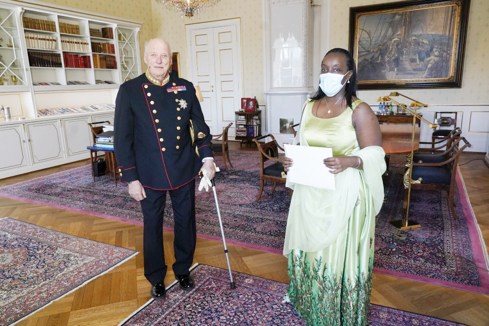 Dr. Diane Gashumba, the new Rwandan Ambassador to Sweden and other Nordic countries, presented her Letters of Credence to King Harald V of Norway in a function held on February 10.