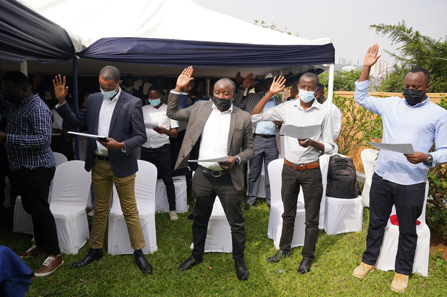 New engineers take oath during a ceremony that was held on Friday. 