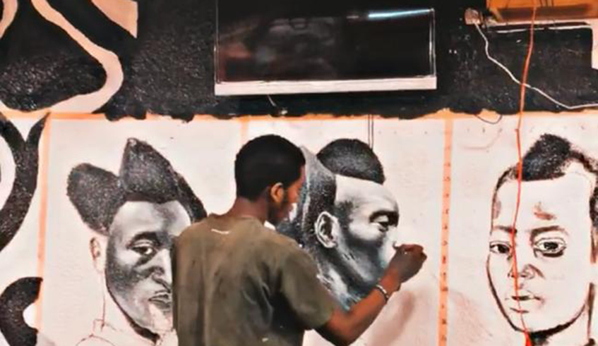 Thierry Muhirwa doing what he loves most, creating art. Photos/ Courtesy