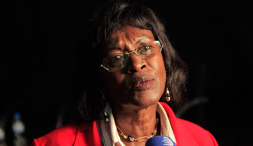 Yolande Mukagasana, a writer and Genocide survivor  speak to media in 2018. / File