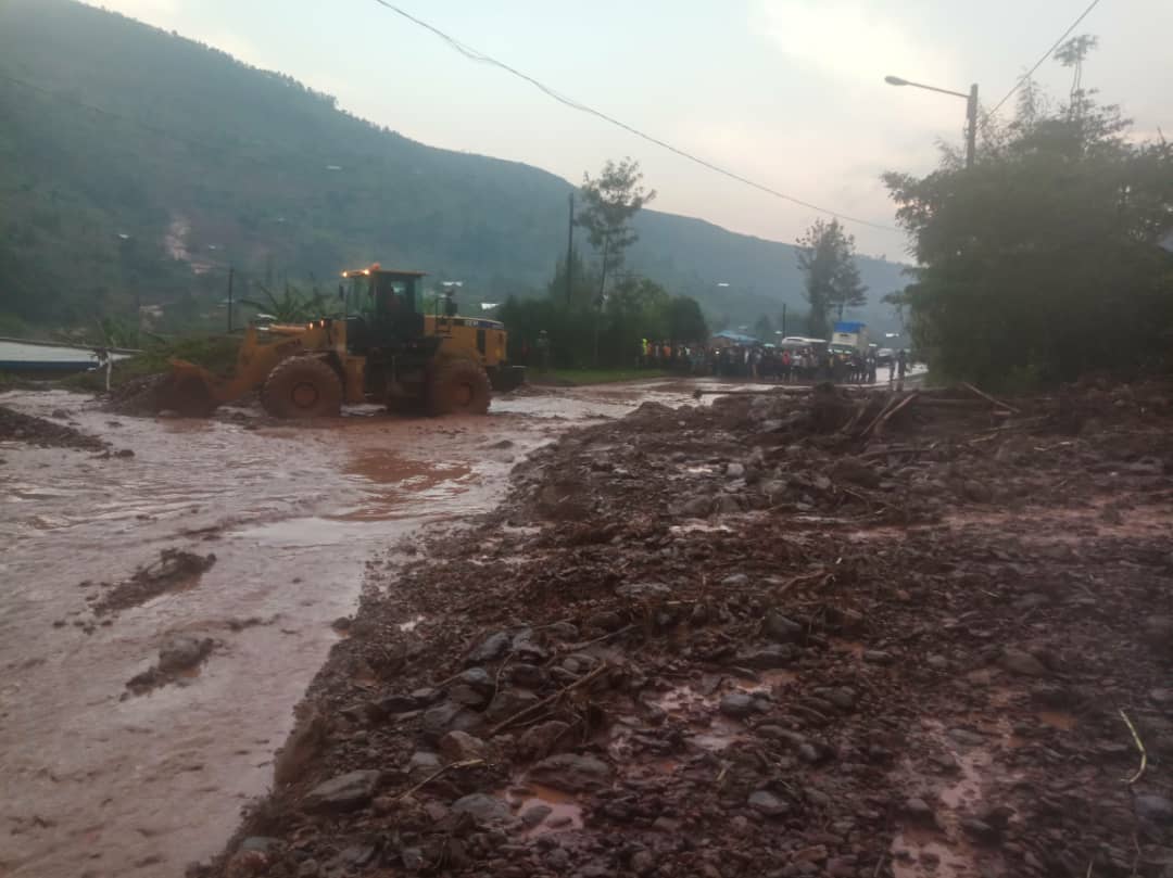 A torrential rain destroyed houses of residents and paralyze traffic on Kigali-Musanze road on February 17, 2022. 