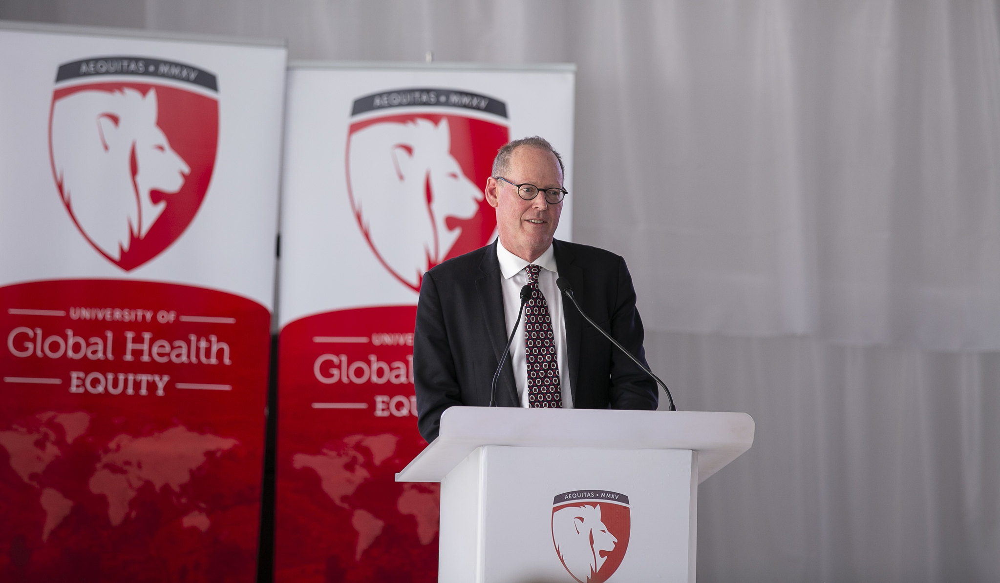 Dr Paul Farmer speaking at the launch of the new campus of the University of Global Health Equity in Butaro, Burera District. 
