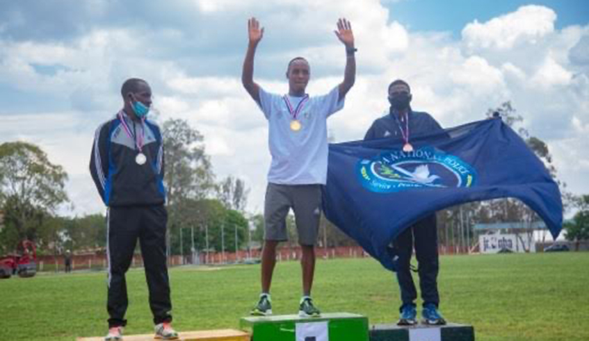 APR Athletics Clubu2019s middle-distance runner Yves Nimubona(C) is among three athletes who booked provisional tickets to represent Rwanda at the 2022 African Athletics Championships. Courtesy.