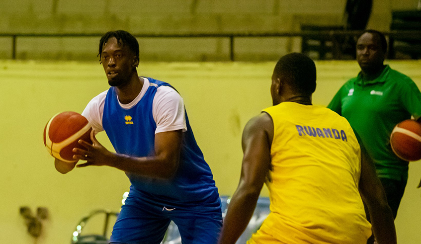 The national basketball team players during a training session in Dakar ahead of the FIBA world cup qualifiers. / Courtesy