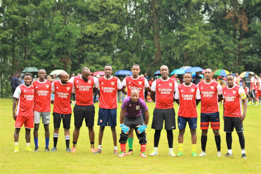 Rwanda Arsenal Fan Community players lineup before the game against Umulindi FC.