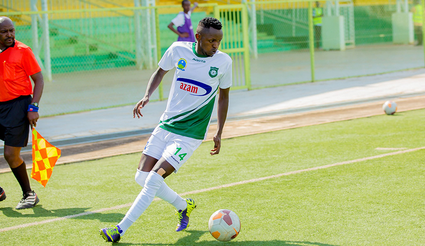 Kiyovu Sports striker Bienvenue Mugenzi scored three goals on Sunday that took his team level at the summit of the premier league. Net photo.