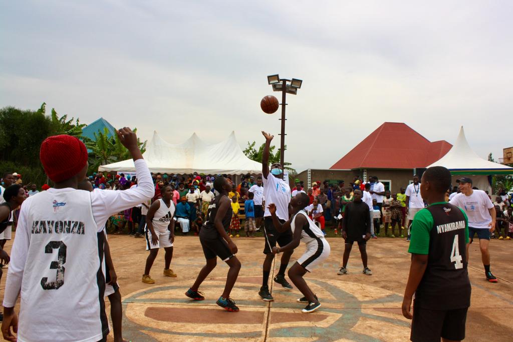 Girls and boys under 18 play basketball as they are also enlightened on issues related to GBV. Photos/ Courtesy