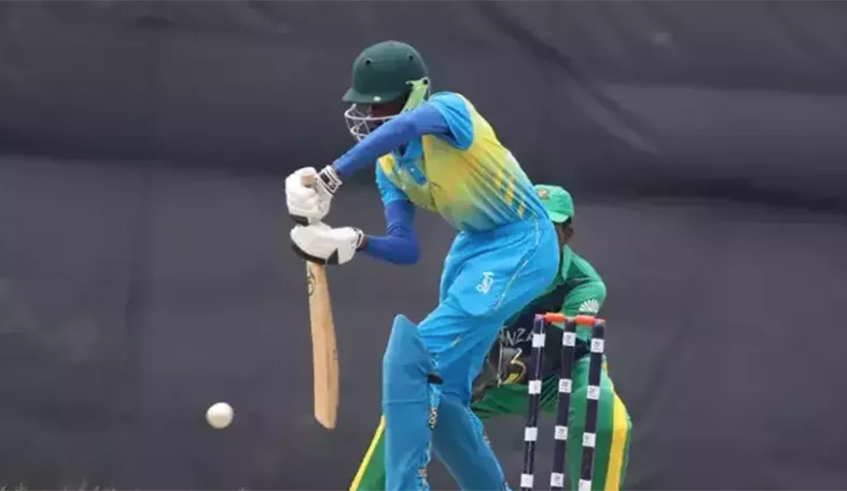 A cricket player in a past match at the Gahanga cricket stadium. The national cricket team has a chance to participate in the All Africa Games in 2023. File