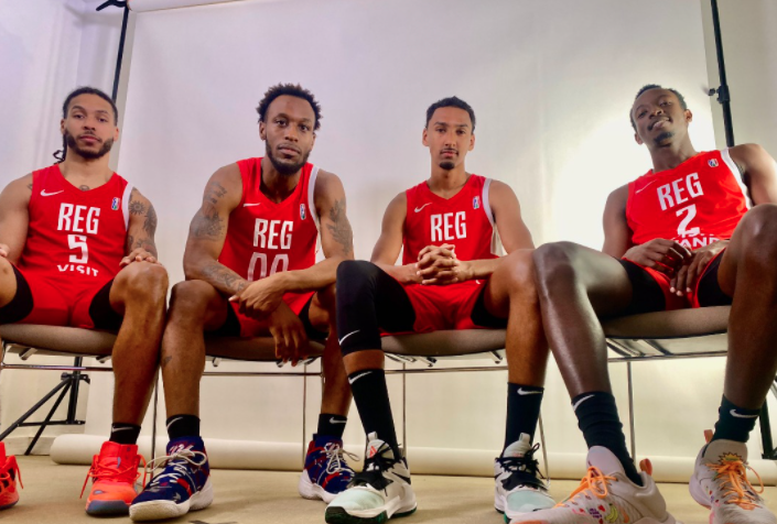 REG players pose in their new jerseys ahead of the second season of the Basketball Africa League.