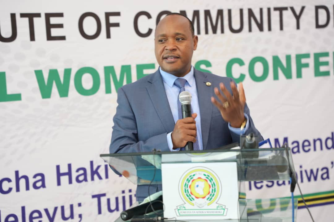 The Secretary General of the East African Community (EAC), Peter Mathuki delivers remarks during the opening of an Annual Womenu2019s Conference in Arusha,Tanzania on March7,2022. / Courtesy