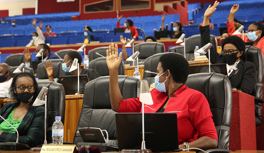 Some women parliamentarians during a session on July 28,2020.  Rwanda takes the top spot of the women-majority parliament with over 60 per cent of the seats. Photo: Craish Bahizi.