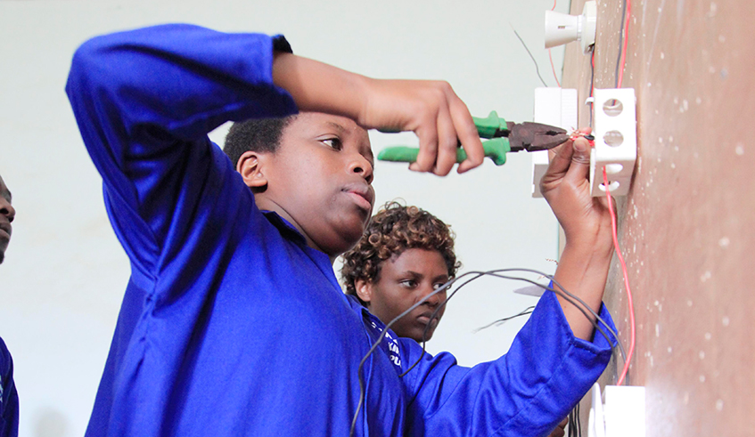 Some students during electrical installation exercise at Musanze Polytechnic. / Sam Ngendahimana