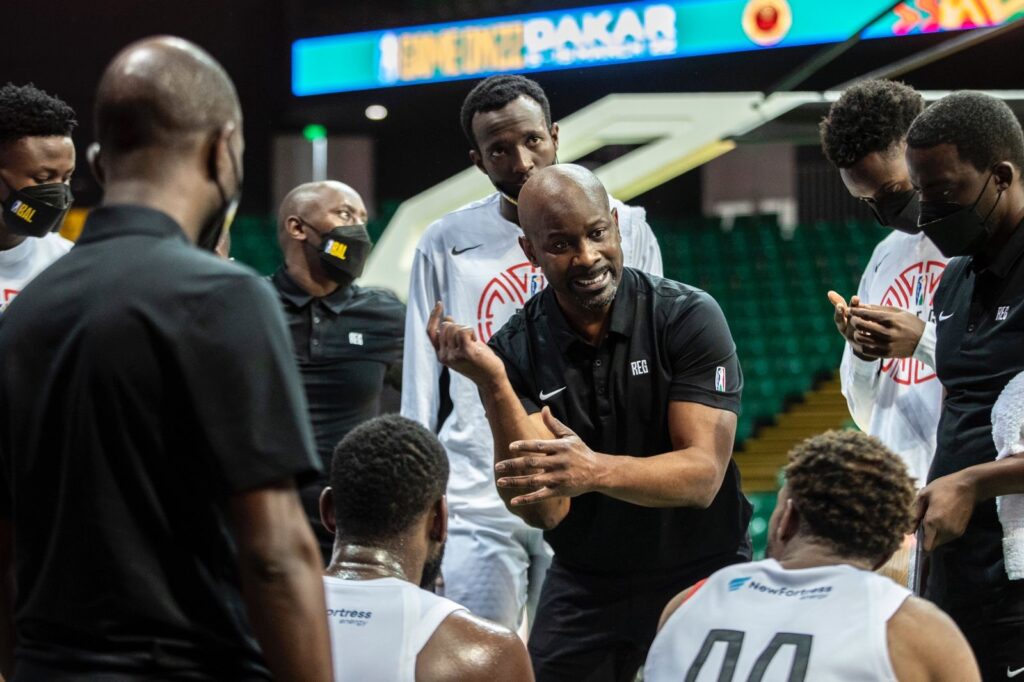 REG head coach Robert Pack Jr talks to his players after the win against AS Sale earlier this week.
