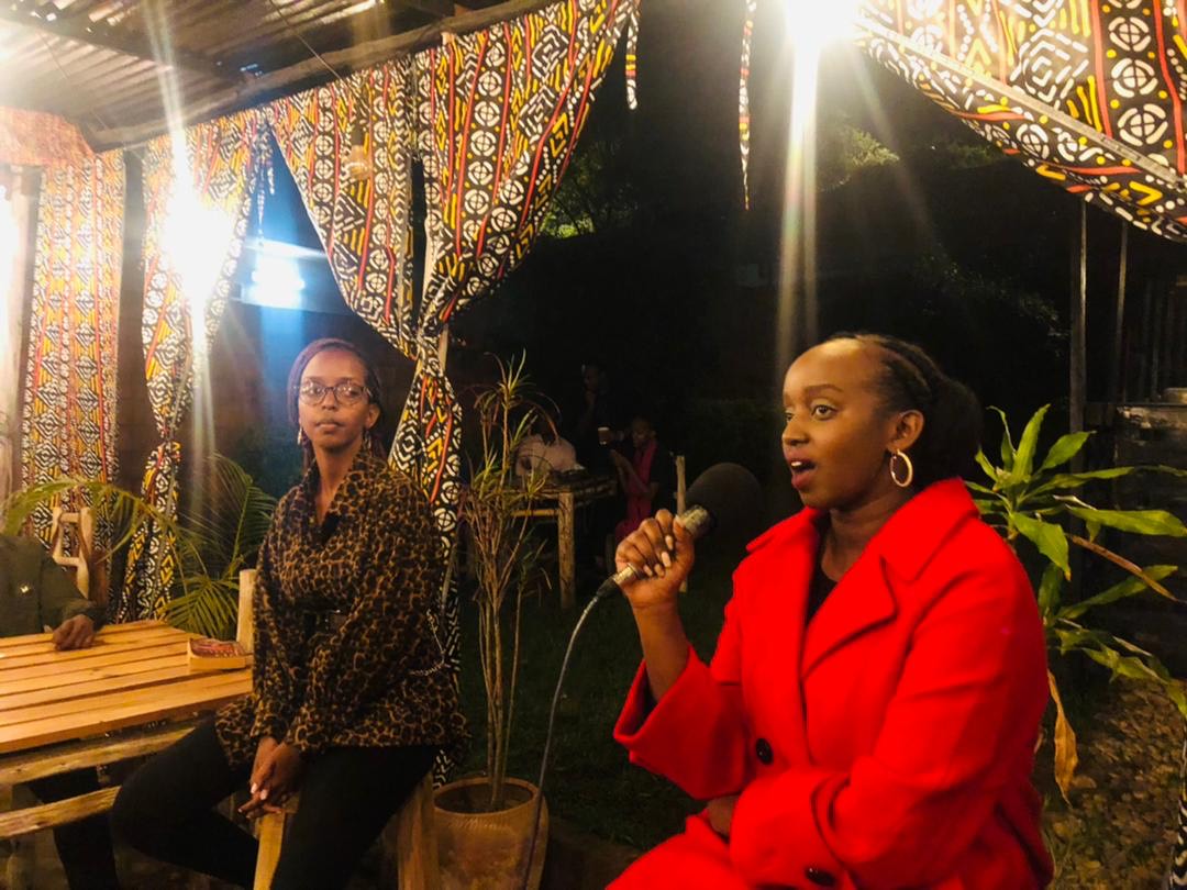 Fidela Umuhoza (right) and Gloria Girabawe share their journey in business during the event last Thursday, Photos /Courtesy